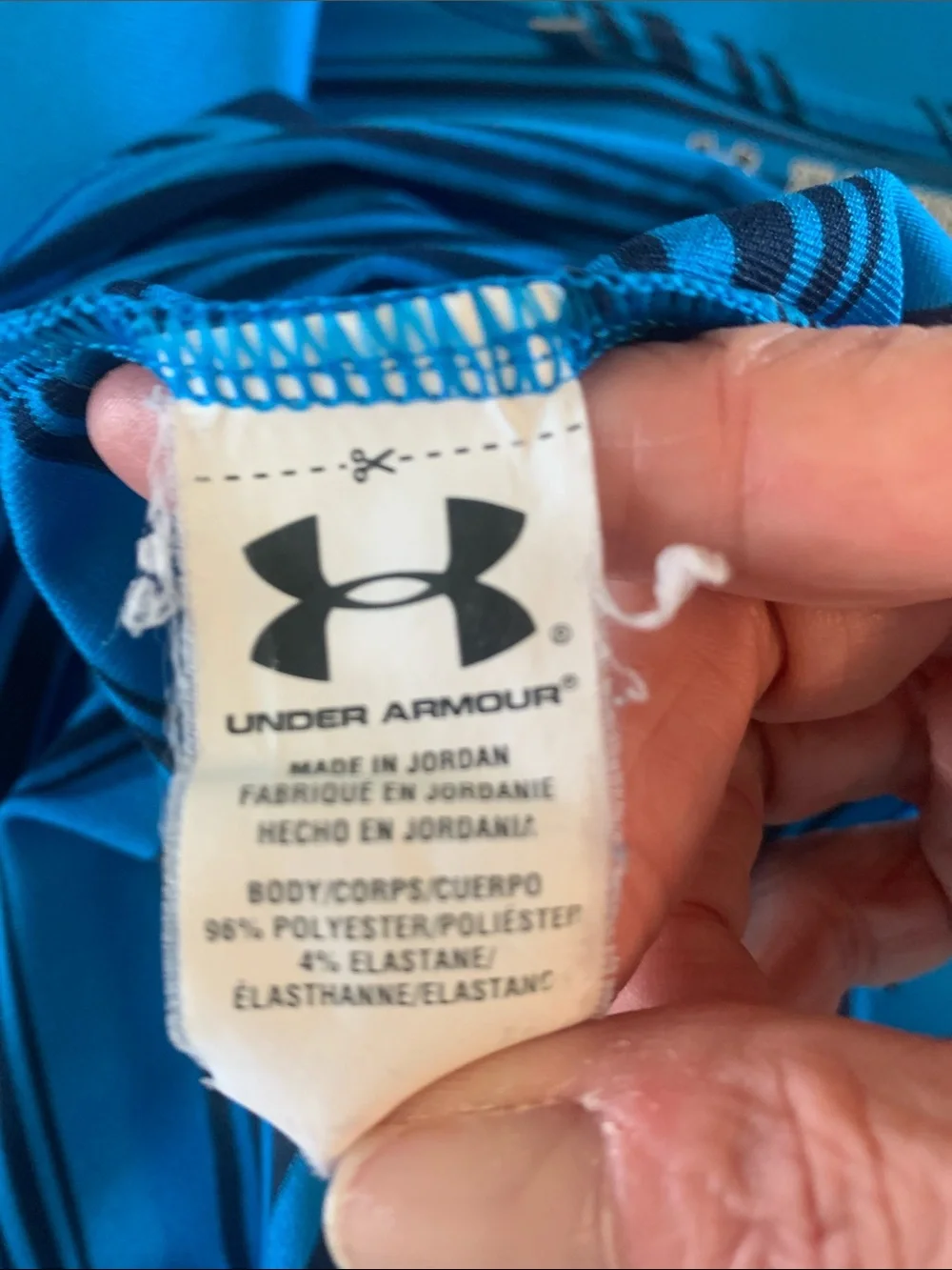 Under Armour Men's Bright Blue Striped Polo with Black Accents - Picture 8 of 8